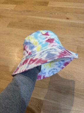 Tie-Dye Bucket Hat in Pink, Blue & White